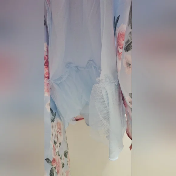 Speechless Coral Lace Bodice with Sky Floral Skirt Dress - Picture 7 of 7